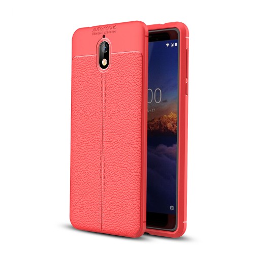 Силиконовый чехол накладка для Nokia 3.1 с текстурой кожи, цвет Красный