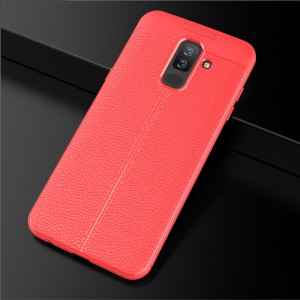 Чехол задняя накладка для Samsung Galaxy J8 с текстурой кожи Красный