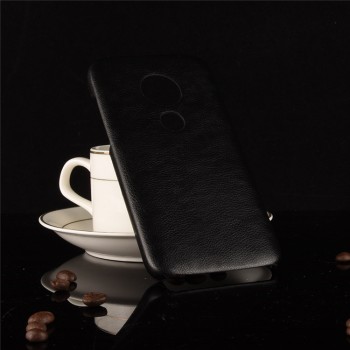 Чехол задняя накладка для Motorola Moto E5 Plus с текстурой кожи Черный
