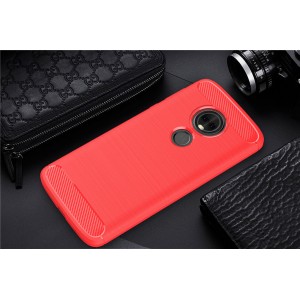 Силиконовый матовый непрозрачный чехол с улучшенной защитой элементов корпуса и текстурным покрытием Металлик для Motorola Moto E5 Plus  Красный