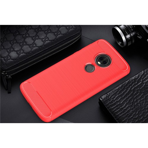 Силиконовый матовый непрозрачный чехол с улучшенной защитой элементов корпуса и текстурным покрытием Металлик для Motorola Moto E5 Plus , цвет Красный