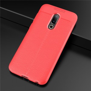 Чехол задняя накладка для Meizu 16th Plus с текстурой кожи Красный