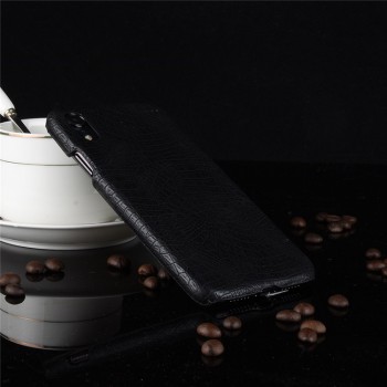 Чехол задняя накладка для Iphone Xr с текстурой кожи Черный