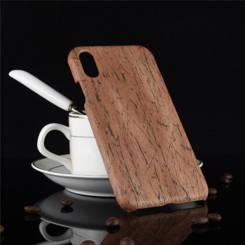 Пластиковый непрозрачный матовый чехол с текстурным покрытием Дерево для Iphone Xs Max  Коричневый