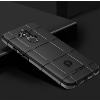 Силиконовый матовый непрозрачный чехол с улучшенной защитой элементов корпуса и текстурным покрытием Клетка для Huawei Mate 20 Lite Черный