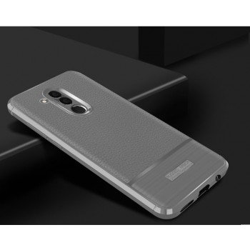 Силиконовый матовый непрозрачный чехол с улучшенной защитой элементов корпуса и текстурным покрытием Кожа для Huawei Mate 20 Lite Серый