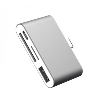 Матовый металлический хаб USB Type-C 4в1 (USB2.0, microUSB, SD, microSD) Серый
