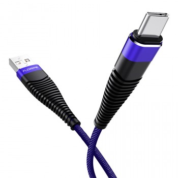 Противоизносный интерфейсный кабель USB - MicroUSB в экстрасильной тканевой оплетке 1м Синий