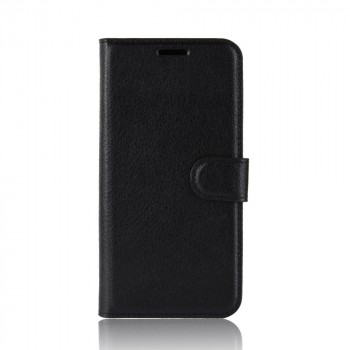 Чехол портмоне подставка для Samsung Galaxy A7 (2018) с магнитной защелкой и отделениями для карт Черный