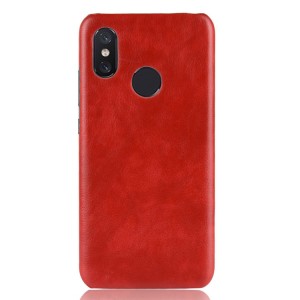 Чехол задняя накладка для Xiaomi RedMi Note 6 Pro с текстурой кожи Красный