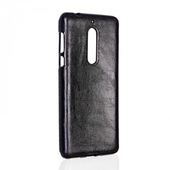 Чехол задняя накладка для Nokia 5 с текстурой кожи Черный
