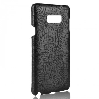 Чехол задняя накладка для Samsung Galaxy Note 5 с текстурой кожи Черный