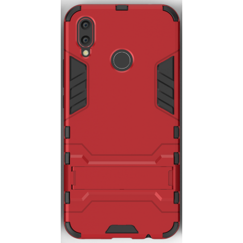 Противоударный двухкомпонентный силиконовый матовый непрозрачный чехол с поликарбонатными вставками экстрим защиты с встроенной ножкой-подставкой для Huawei Nova 3i, цвет Красный