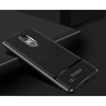 Силиконовый матовый непрозрачный чехол с улучшенной защитой элементов корпуса и текстурным покрытием Кожа для LG K11 Plus  Черный