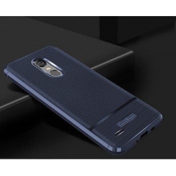 Силиконовый матовый непрозрачный чехол с улучшенной защитой элементов корпуса и текстурным покрытием Кожа для LG K11 Plus  Синий