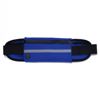 Спортивная влагозащищенная поясная сумка для гаджетов до 7 дюймов с тремя отделениями, отверстием для наушников и светоотражающей полосой на эластичном ремне с застежкой Синий