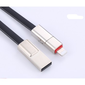 Интерфейсный антизапутываемый силиконовый кабель плоского сечения Lightning 1.5м разборного типа для многоразового использования