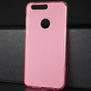Силиконовый матовый полупрозрачный чехол для Huawei Honor 8 Розовый