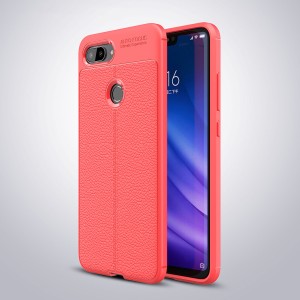 Силиконовый чехол накладка для Xiaomi Mi 8 Lite с текстурой кожи Красный