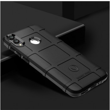 Силиконовый матовый непрозрачный чехол с текстурным покрытием Клетка для Huawei Honor 8C Черный