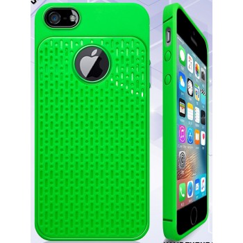 Силиконовый матовый непрозрачный чехол с текстурным покрытием Узоры для Iphone 5/5s/SE Зеленый