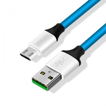 Интерфейсный кабель Micro-USB 1м с допзащитой от перетирания Голубой