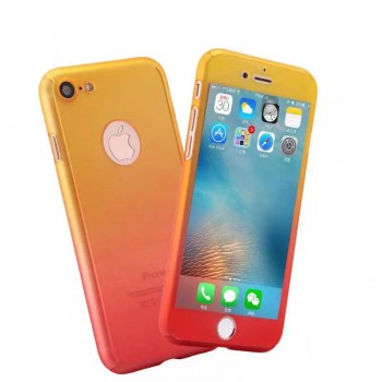 Пластиковый полупрозрачный градиентный матовый чехол с допзащитой торцов для Iphone 6/6s Оранжевый