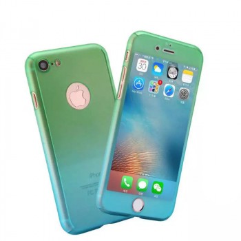 Пластиковый полупрозрачный градиентный матовый чехол с допзащитой торцов для Iphone 6/6s Зеленый