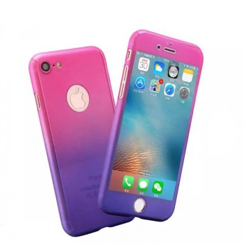 Пластиковый полупрозрачный градиентный матовый чехол с допзащитой торцов для Iphone 6/6s Пурпурный