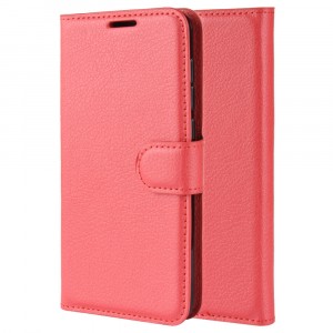 Чехол портмоне подставка на силиконовой основе с отсеком для карт на магнитной защелке для LG G7 Fit Красный