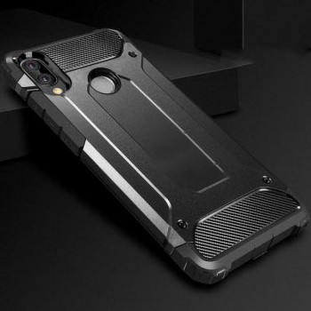 Двухкомпонентный противоударный чехол для Huawei Honor 8X с нескользящими гранями и поликарбонатными вставками Черный