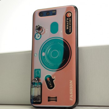 Силиконовый глянцевый непрозрачный чехол с принтом для Huawei Honor 9 Розовый