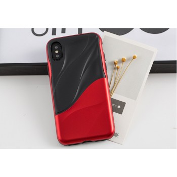 Противоударный двухкомпонентный силиконовый матовый непрозрачный чехол с поликарбонатными вставками экстрим защиты с текстурным покрытием Узоры для Iphone X/XS Красный
