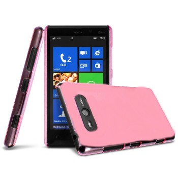 Ультратонкий пластиковый полупрозрачный чехол для Nokia Lumia 820 Розовый