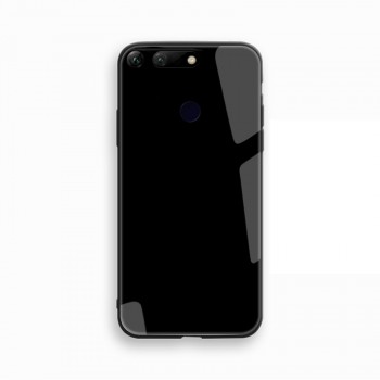 Силиконовый глянцевый непрозрачный чехол с co стеклянной накладкой для Huawei Honor View 20 Черный
