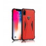Силиконовый матовый непрозрачный чехол с усиленными углами с текстурным покрытием Кожа и декоративной эмблемой для Iphone Xs Max, цвет Красный