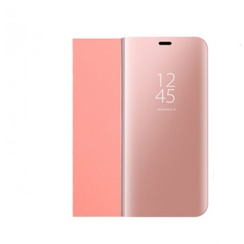 Пластиковый зеркальный чехол книжка для Huawei Honor 10 Lite с полупрозрачной крышкой для уведомлений Розовый