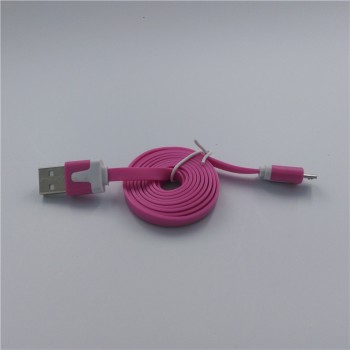 Кабель USB-Micro USB 2.0 силиконовый антизапутывающийся плоского сечения 1м Пурпурный
