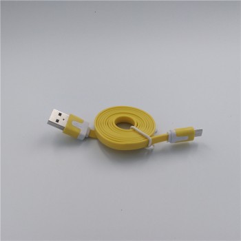 Кабель USB-Micro USB 2.0 силиконовый антизапутывающийся плоского сечения 1м Желтый