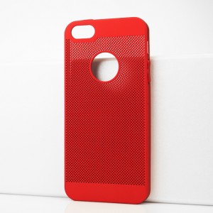 Пластиковый полупрозрачный матовый чехол с текстурой Точки для Iphone 5s Красный