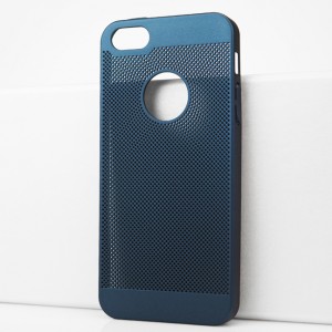 Пластиковый полупрозрачный матовый чехол с текстурой Точки для Iphone 5s Синий
