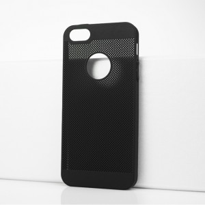 Пластиковый полупрозрачный матовый чехол с текстурой Точки для Iphone 5s Черный