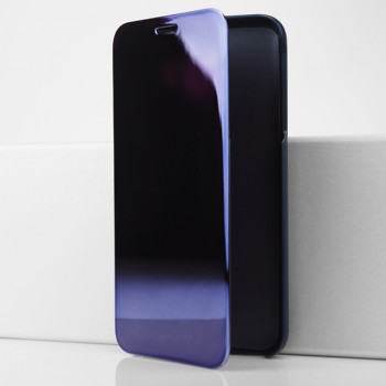 Пластиковый зеркальный чехол книжка для Samsung Galaxy J4 с полупрозрачной крышкой для уведомлений Фиолетовый