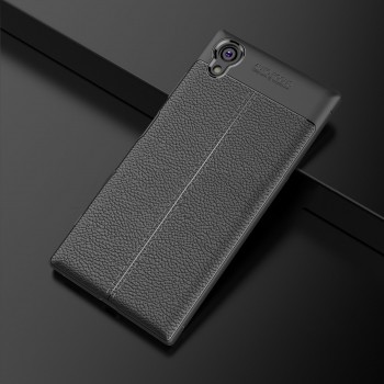 Чехол задняя накладка для Sony Xperia XA1 с текстурой кожи Черный