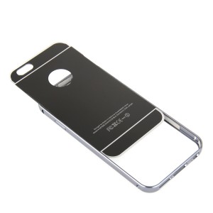 Двухкомпонентный чехол c металлическим бампером с поликарбонатной накладкой и зеркальным покрытием для Iphone 7 Plus Черный