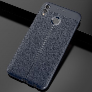 Чехол задняя накладка для Huawei Honor 8X Max с текстурой кожи Синий