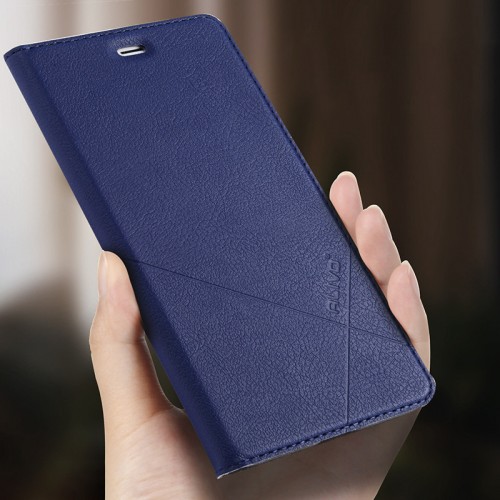 Чехол вертикальная книжка подставка текстура Линии на пластиковой основе с отсеком для карт для Huawei Honor 8X Max , цвет Синий