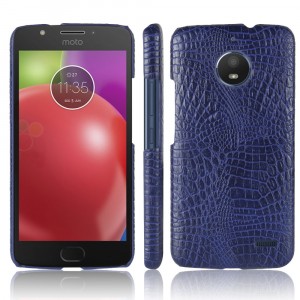 Чехол задняя накладка для Motorola Moto E4 с текстурой кожи Синий