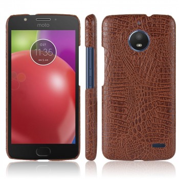 Чехол задняя накладка для Motorola Moto E4 с текстурой кожи Коричневый
