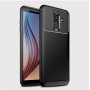 Матовый силиконовый чехол для Samsung Galaxy A6 Plus с текстурным покрытием карбон, цвет Черный
